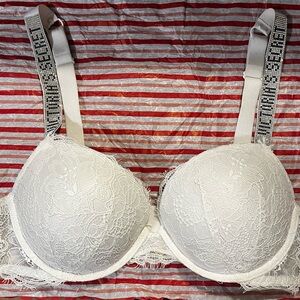 Victoria's Secret very sexy push up lace bling rhinestone strap bra 36C